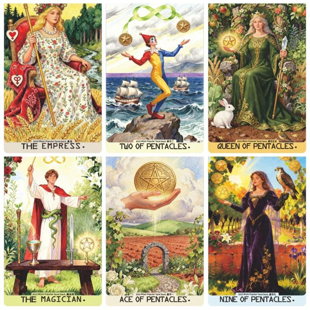 Tarot: Exquisite Painterly Illustration Deck - 10.3*6cm 78 Pcs Art Divination Cards - Tarot Gift Set for Witches