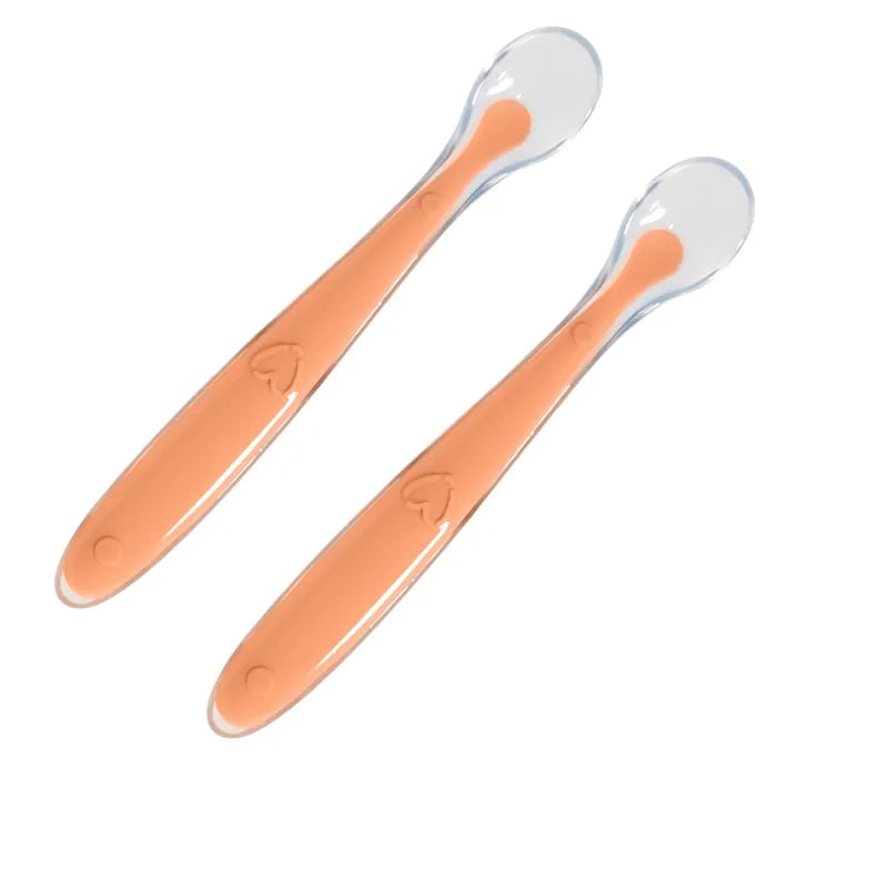 2 Pcs Baby Silicone Spoon Learning Spoon Set Stars Tableware Kids Soft Silicone Feeding Spoon Training Baby Reborn Silicone