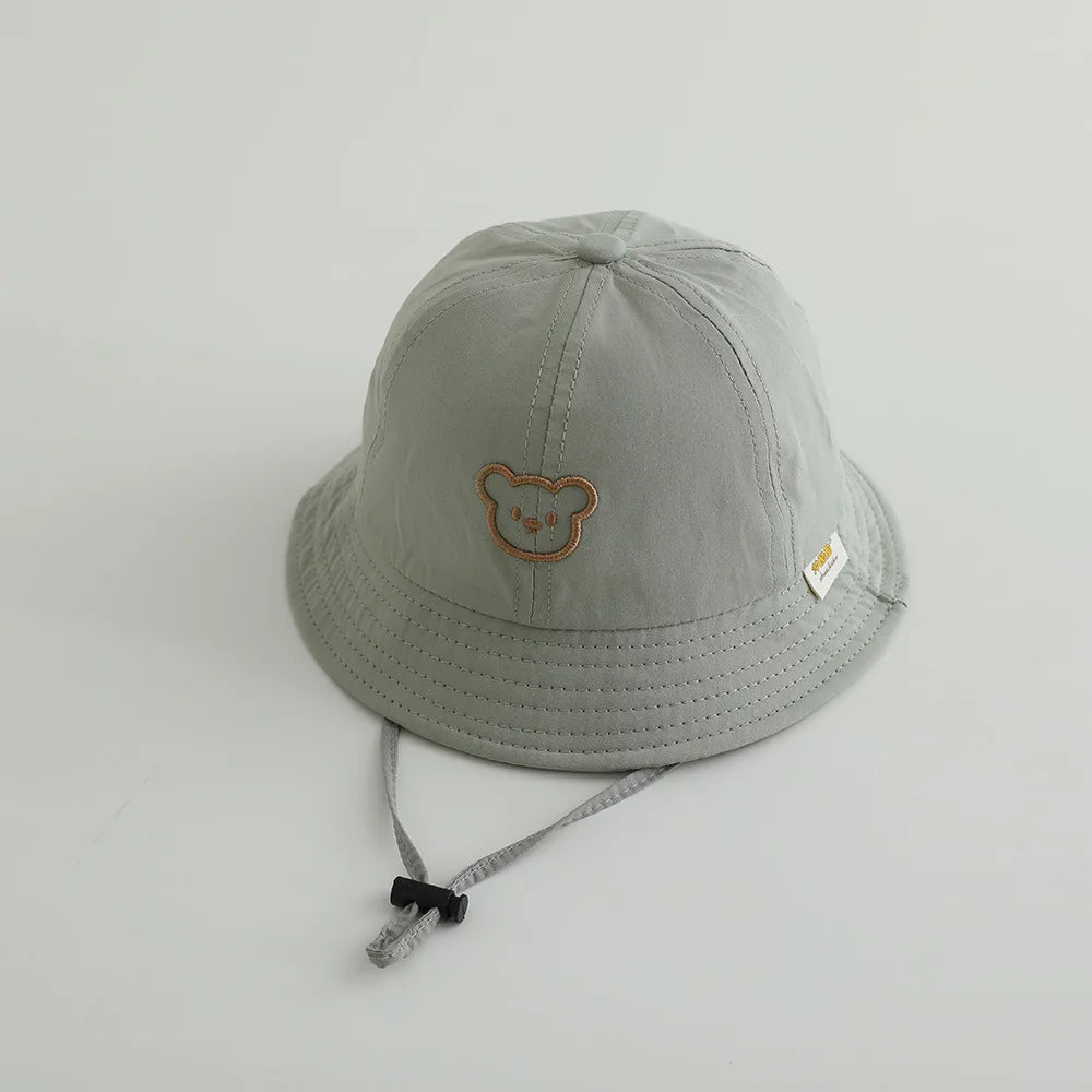 Cute Bear Baby Bucket Hats Korean Boy Girl Summer Uv Protection Fisherman Caps Kids Outdoor Sunshade Panama Basin Caps