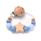 New Baby Pacifier Chain Clips Wood Pentagram Teether Silicone Round Beads Teething Chain For Care Soother Chew Toys Shower Gift