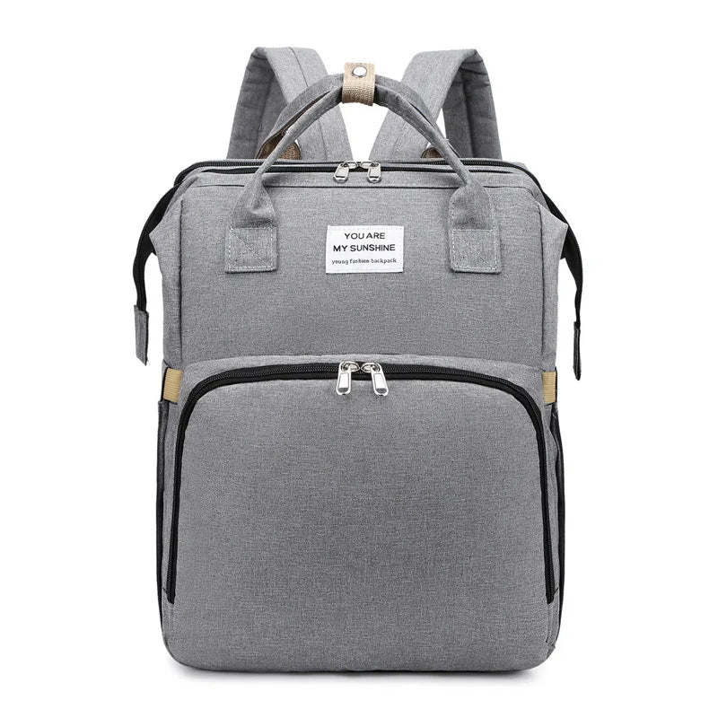 Fashionable Folding Baby Crib Mother and Baby Bag Large Capacity Hand-held Bottle Diaper Backpack Mother and Mommy Bag