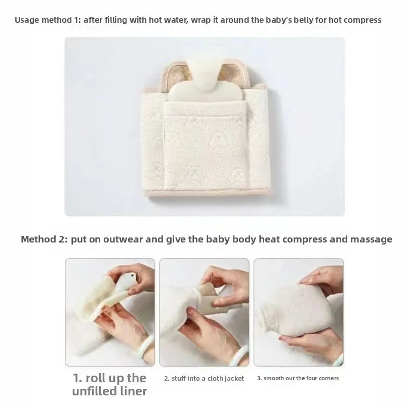 Newborn Baby Hot Water Bottle - Small Mini Warm Baby Belly Heat Pack Flatulence & Colic Relief Wonder - Warm Water Bottle