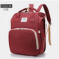 Fashionable Folding Baby Crib Mother and Baby Bag Large Capacity Hand-held Bottle Diaper Backpack Mother and Mommy Bag