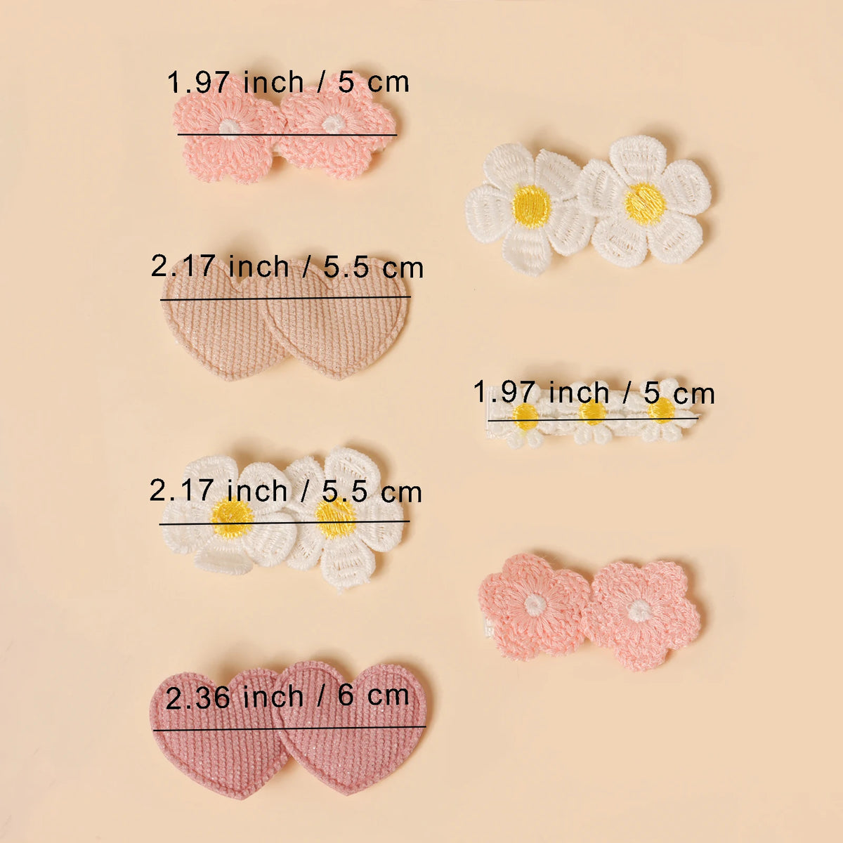 7pcs New Hot Selling Love Small Flower Combination Hairpin Cute Little Baby With Bangs Small Barrettes Girl's Sweet Hair Clip
