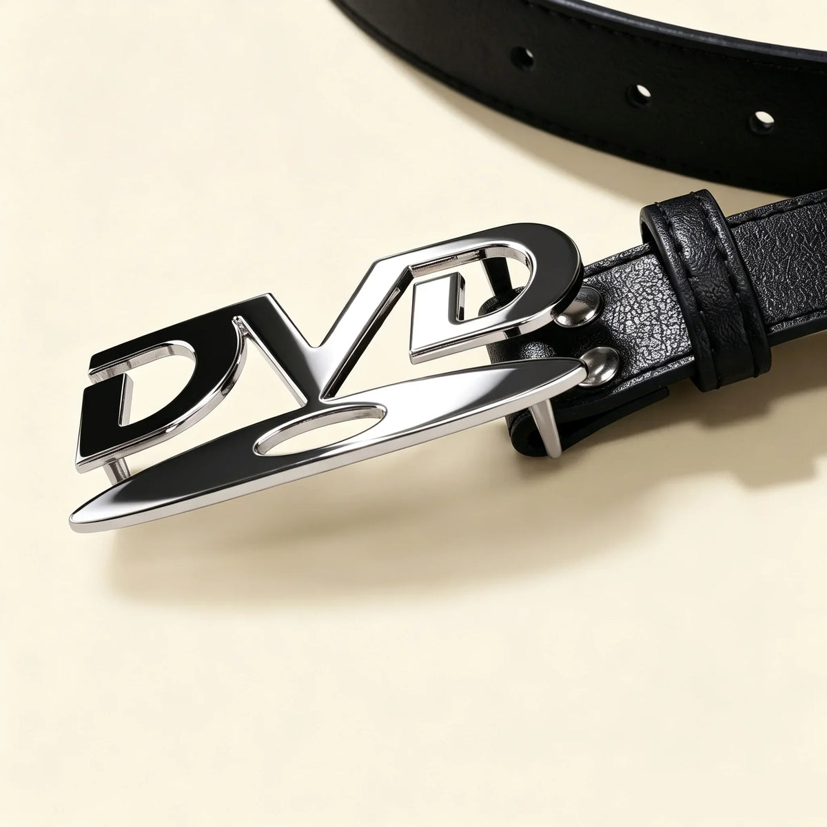 Men Women Unisex Decorative Belt with DVD Shape Buckle, Retro Nostalgic Waist Strap, Versatile Black White Belt for Jeans Outfit