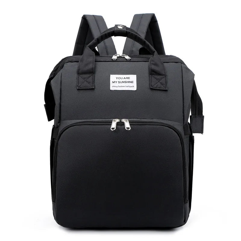 Fashionable Folding Baby Crib Mother and Baby Bag Large Capacity Hand-held Bottle Diaper Backpack Mother and Mommy Bag