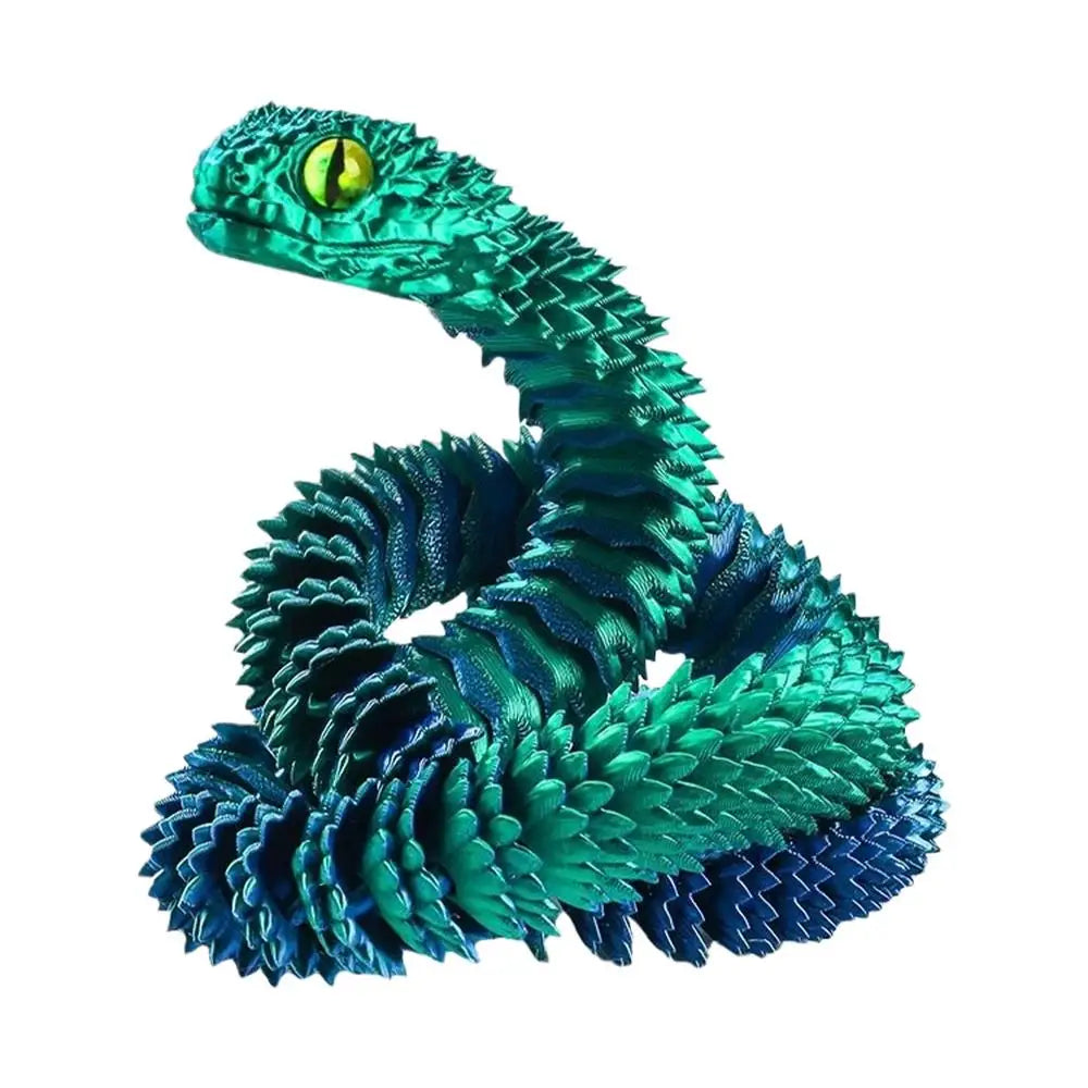 3D Printed Snake Model Toy Body Joint Movable Vipers Toys 3D Printed Snake Fidget Toy Simulation Snake Figurine Table Decoration