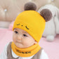 2pcs Winter Baby Hat Scarf Set Toddler Girl Boy Cap Knitted Beanie Fur Ball Cartoon Bear Snow Outfit Infant Accessories