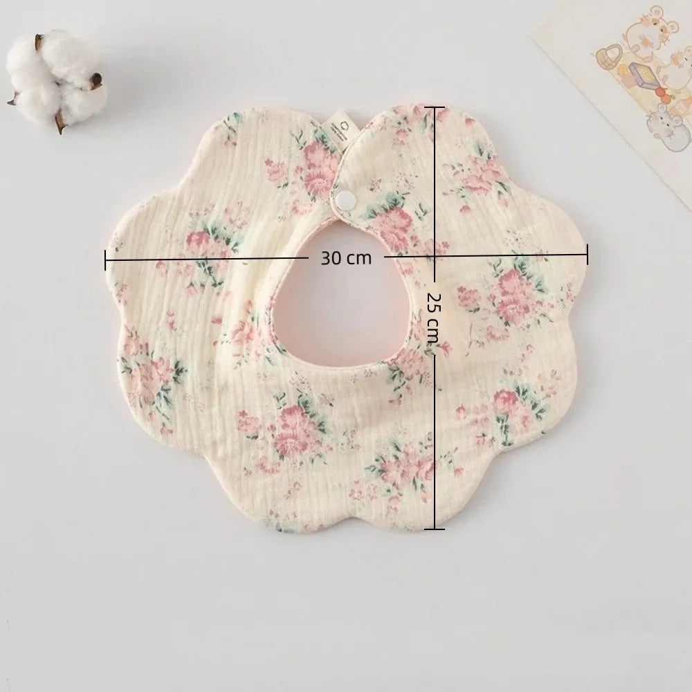 Cute Two-sided Usable Baby Feeding Bib Pure Cotton Gauze Pacifier Saliva Towel Breathable Petal Bib For Newborn Toddler