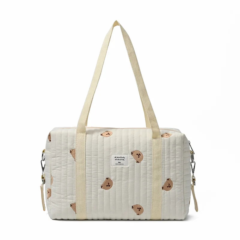 New Newborn Baby Care Diaper Bag Mommy Maternity Shoulder Bag Embroidery Quilted Stroller Diaper Storage Organizer Large Handbag