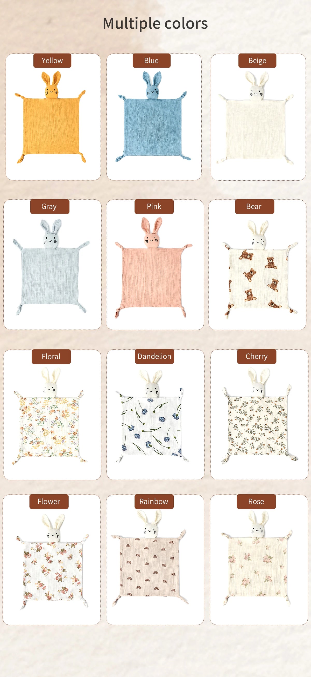 Baby Soothing Towel: Soft Rabbit Doll,Cotton Teether,Infant Comfort,Sleeping,Nursing, Cuddling Blanket Toys for Appeasing Babies