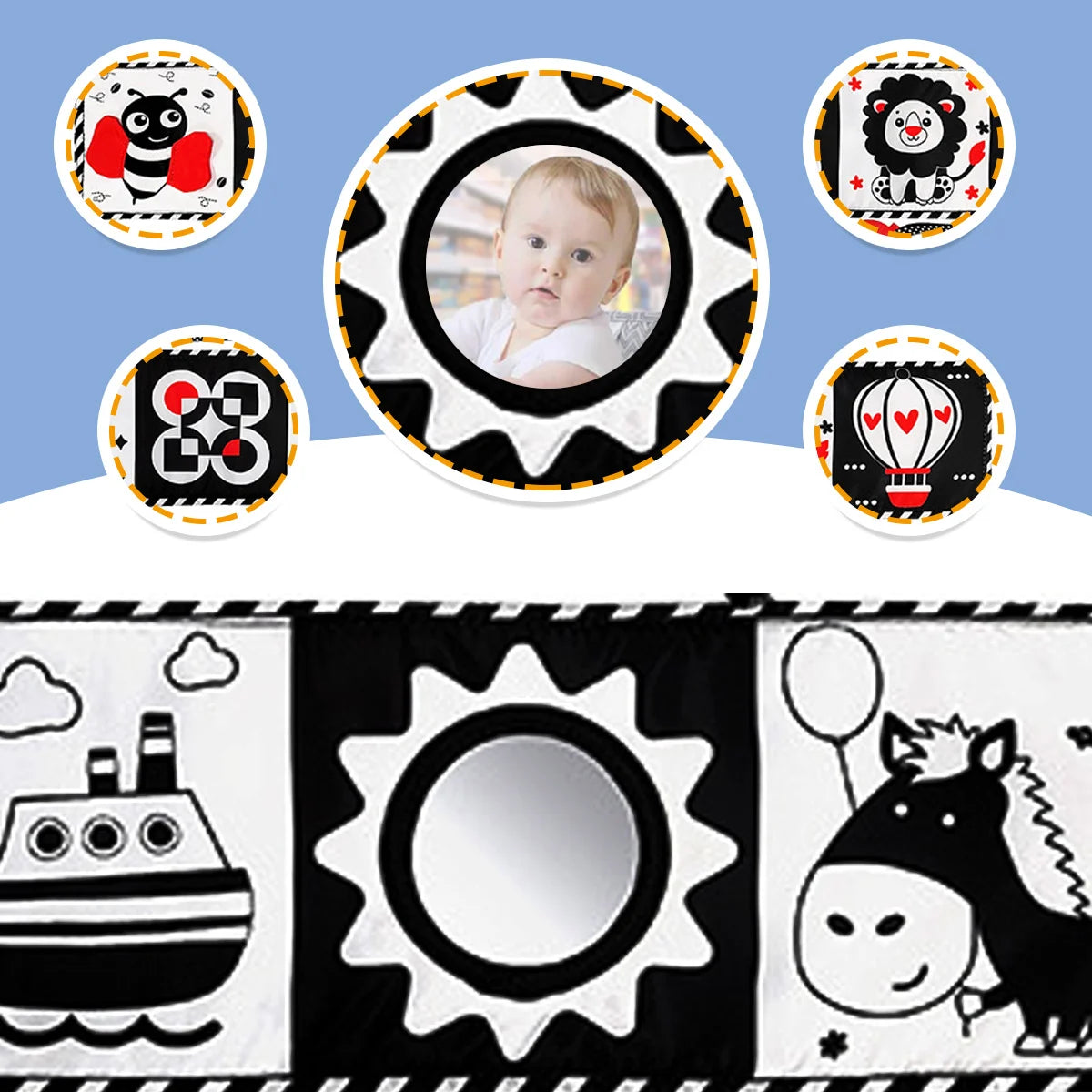 Soft Baby Books - High Contrast Black & White Touch & Feel Crinkle Cloth Books for Infants & Toddlers, Baby Girl & Boy Gift