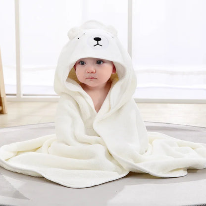 Baby Bath Towel Children's Bathrobe Newborn Baby Cartoon Blanket Super Soft Absorbent Hooded Hug Quilt80x80cm
