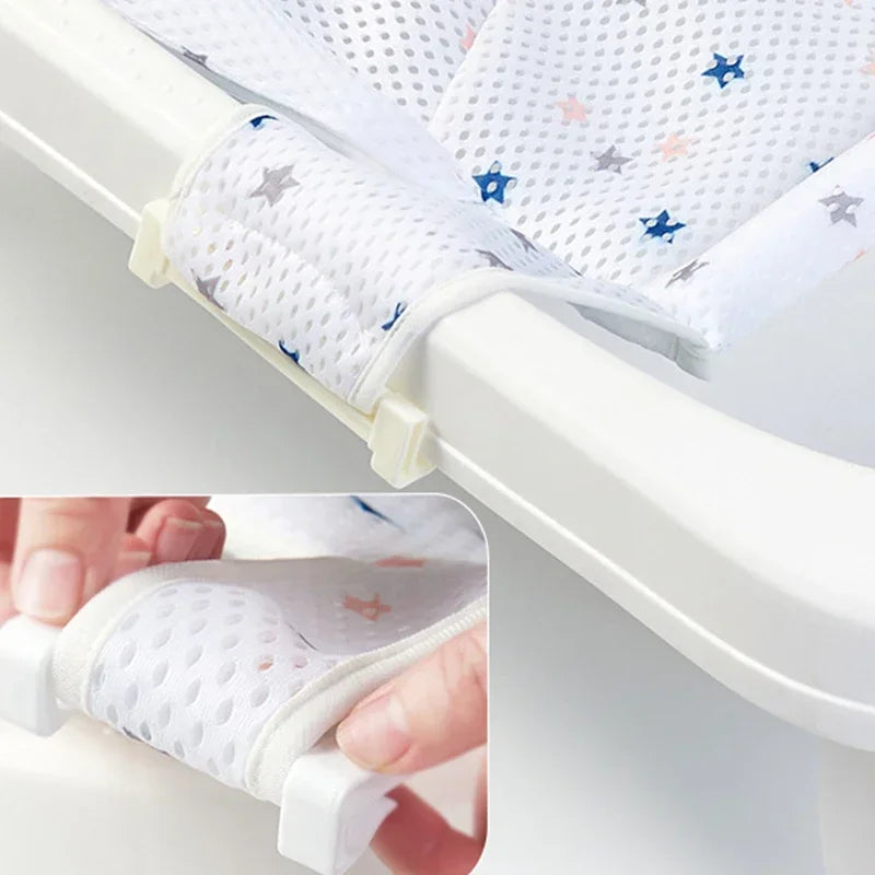 Baby Bath Net Mat Bathtub Cross-shaped Newborn Adjustable Bathtub Pillow Seat Cushion Anti-slip Shower Cradle Bed Seat