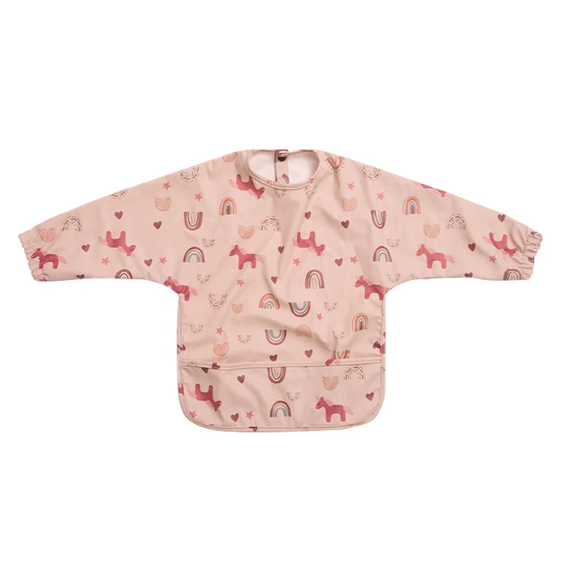 Waterproof Newborn Baby Bibs Children's Painting Smock Bib with Long Sleeves for Boys Girls Easy Clean Feeding Apron Baby Stuff