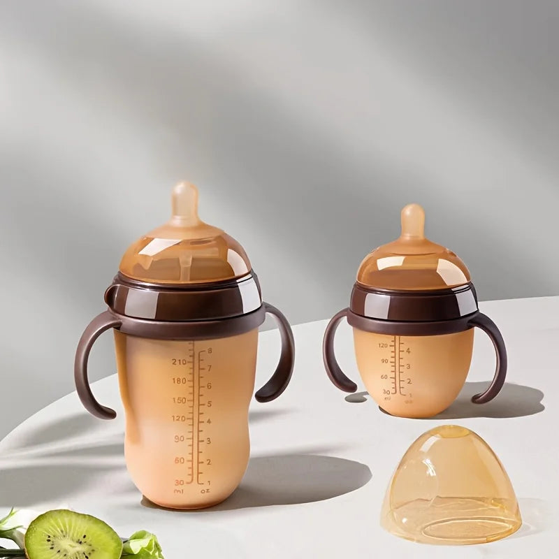 150ml Brown baby bottle, suitable for feeding, portable and simple style, with the handle