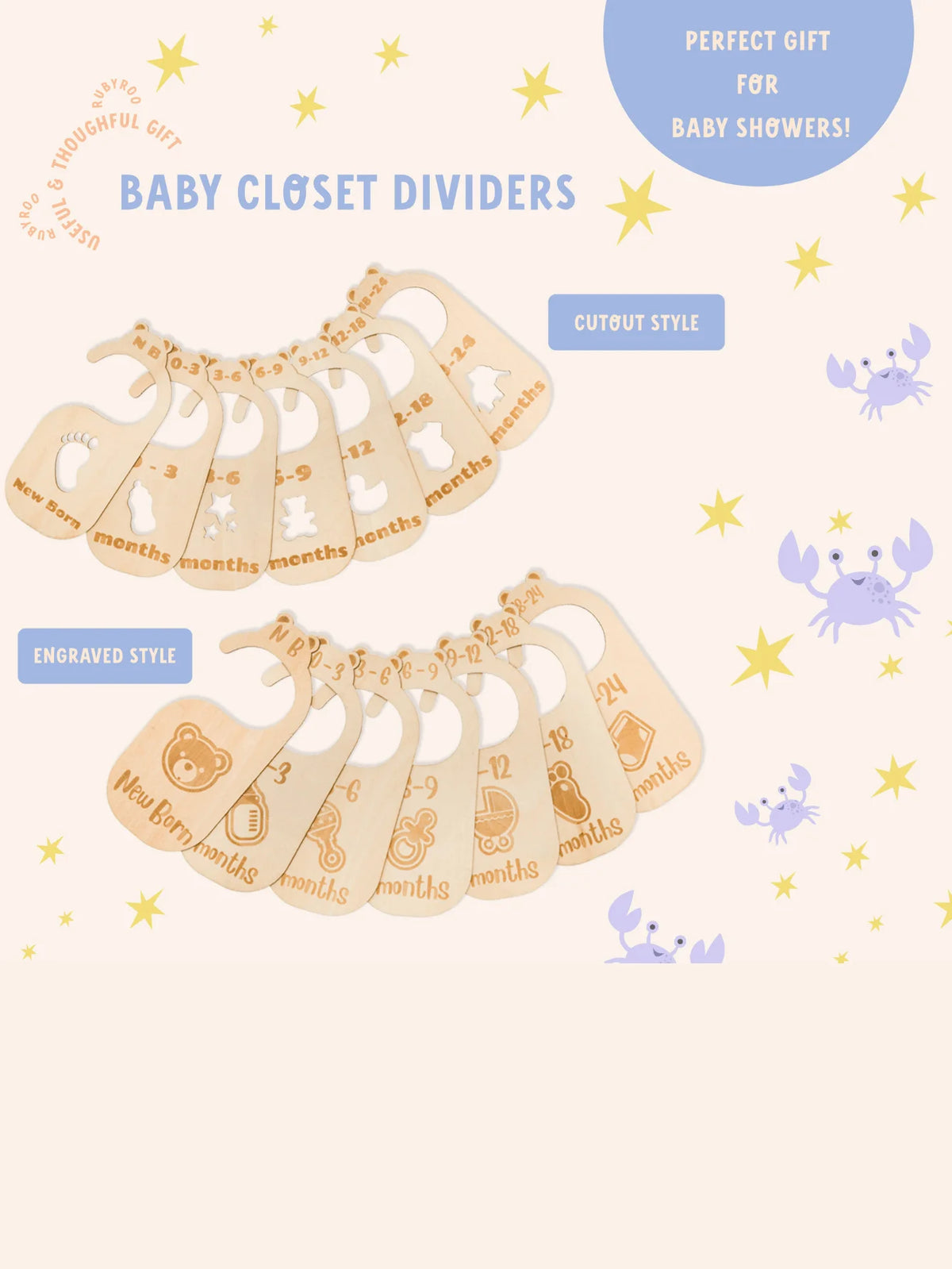 1 Set/7pcs Beautiful Wooden Baby Closet Dividers - Cute Bear Design Fo ...