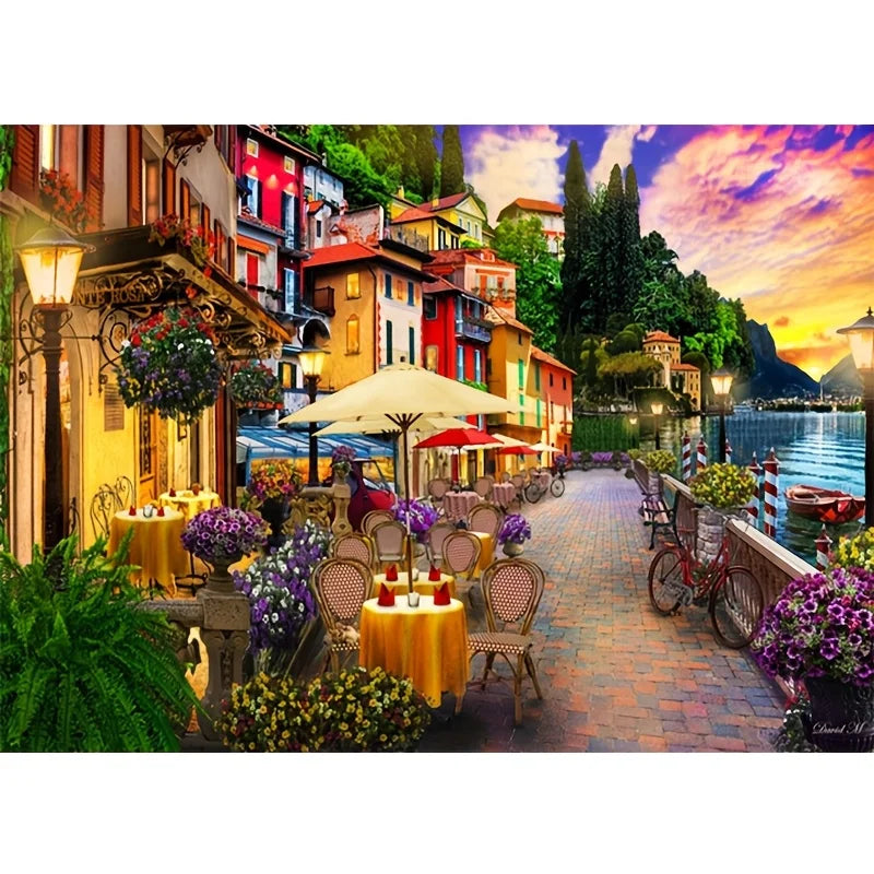 1000 Adult Landscape Colored Puzzles, Lakeside Promenade, Christmas, New Year, Valentine's Day, Birthdays, Parties, Father's D