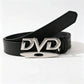 Men Women Unisex Decorative Belt with DVD Shape Buckle, Retro Nostalgic Waist Strap, Versatile Black White Belt for Jeans Outfit