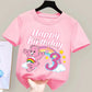 Care Bears Birthday Number T-shirt Children Tee Top Round Collar Clothing Kawaii Girls Short Sleeve Kids Cartoon Clothes Gift