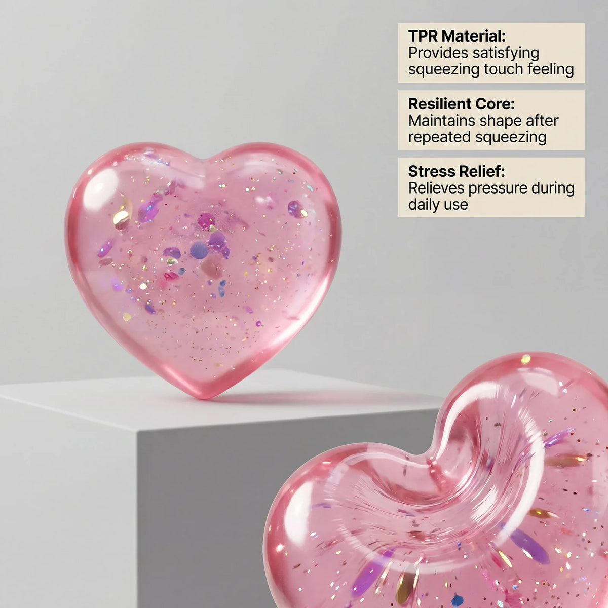 Heart-shaped Squishy Toy Soft and Comfortable Touch, Non-sticky, Fast Rebound, Cute and Compact, Portable Palm Toy