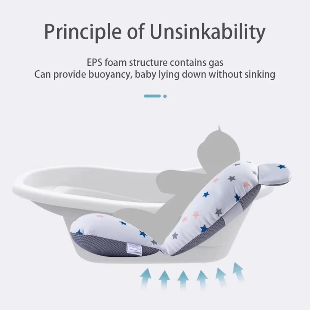 PANGDUBE Baby Bath Seat Newborn Bathtub Cushion Adjustable Support Pad with Non-Slip Mat 0-12 Months Shower Safety Float