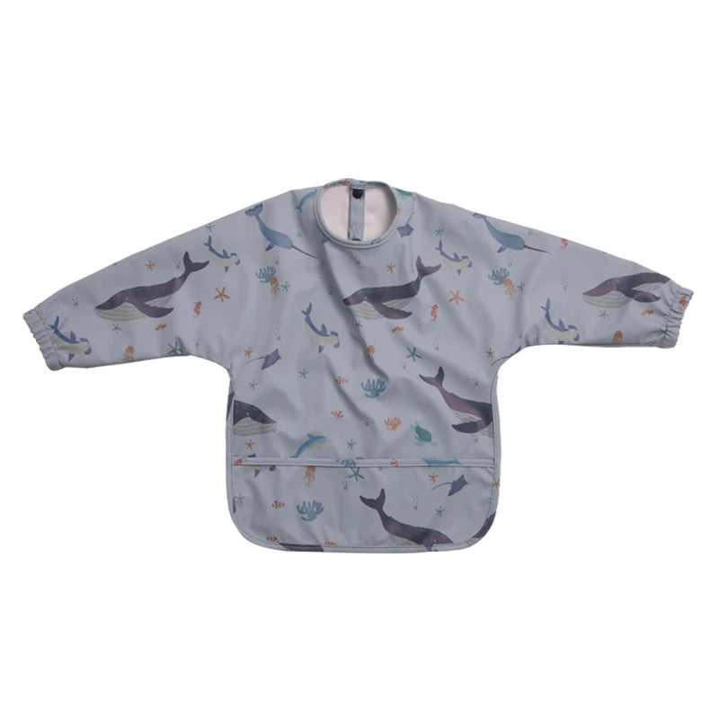 Waterproof Newborn Baby Bibs Children's Painting Smock Bib with Long Sleeves for Boys Girls Easy Clean Feeding Apron Baby Stuff