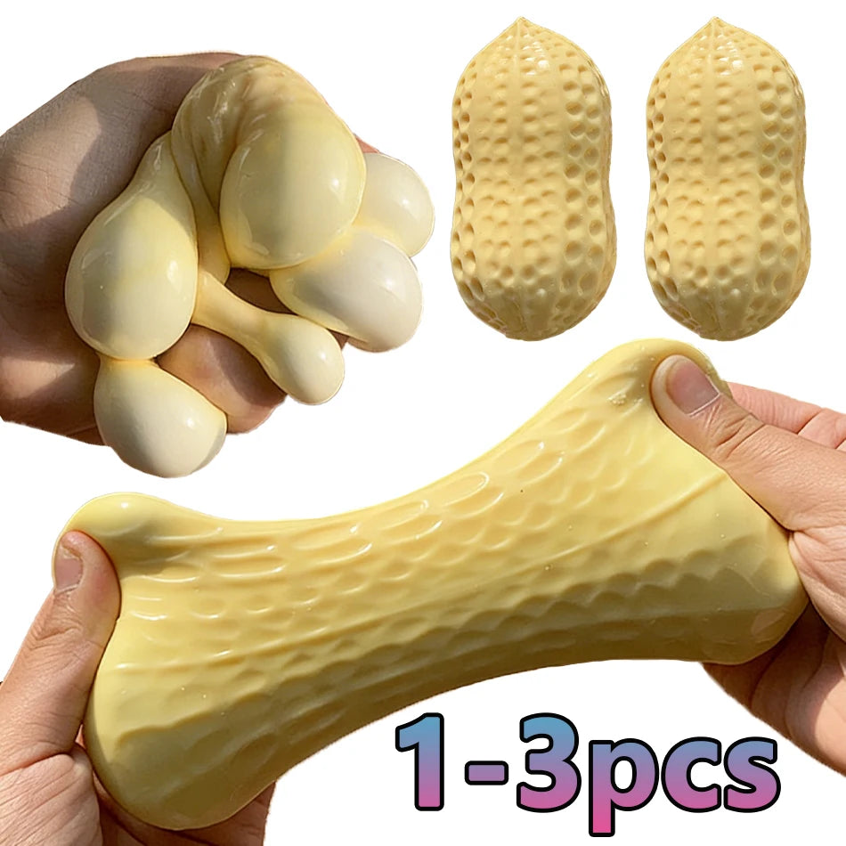 2 Styles Peanut Squishy Toys Crunchy Or Slow Rebound Food Shaped Stress Ball ASMR Sensory Fidget Toy for Adults Desk Recess Toy