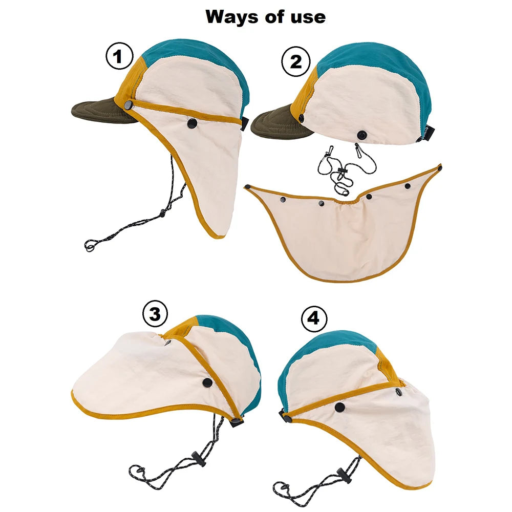 New Summer Toddler Sun Hat with Shawl Soft Brim Baby Sun Hat Outdoor Activities Cap for 3-8Y Boys Girls Beach UV Protection Hat