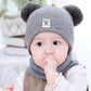 2pcs Winter Baby Hat Scarf Set Toddler Girl Boy Cap Knitted Beanie Fur Ball Cartoon Bear Snow Outfit Infant Accessories