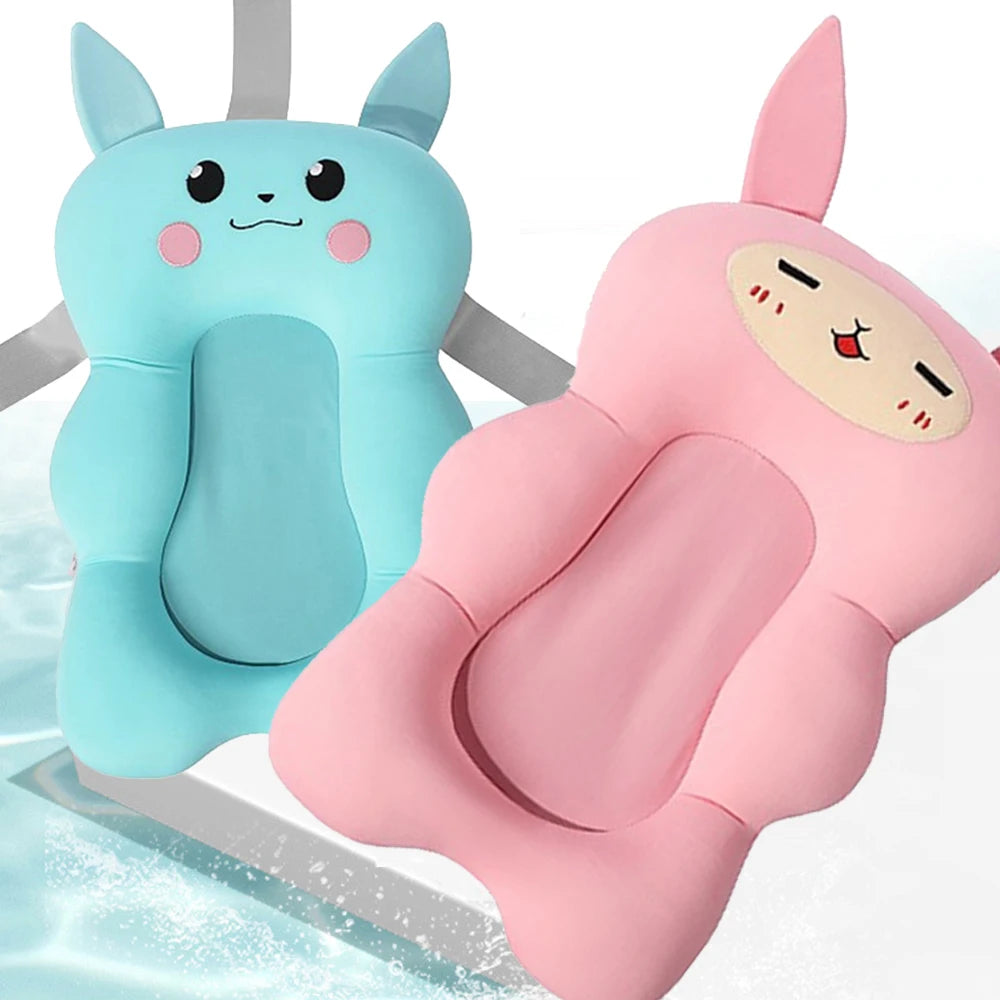 Baby Shower Mat Bath Tub Pad Non-Slip Bathtub Seat Support Mat Newborn Safety Security Bath Support Cushion Foldable Soft Pillow