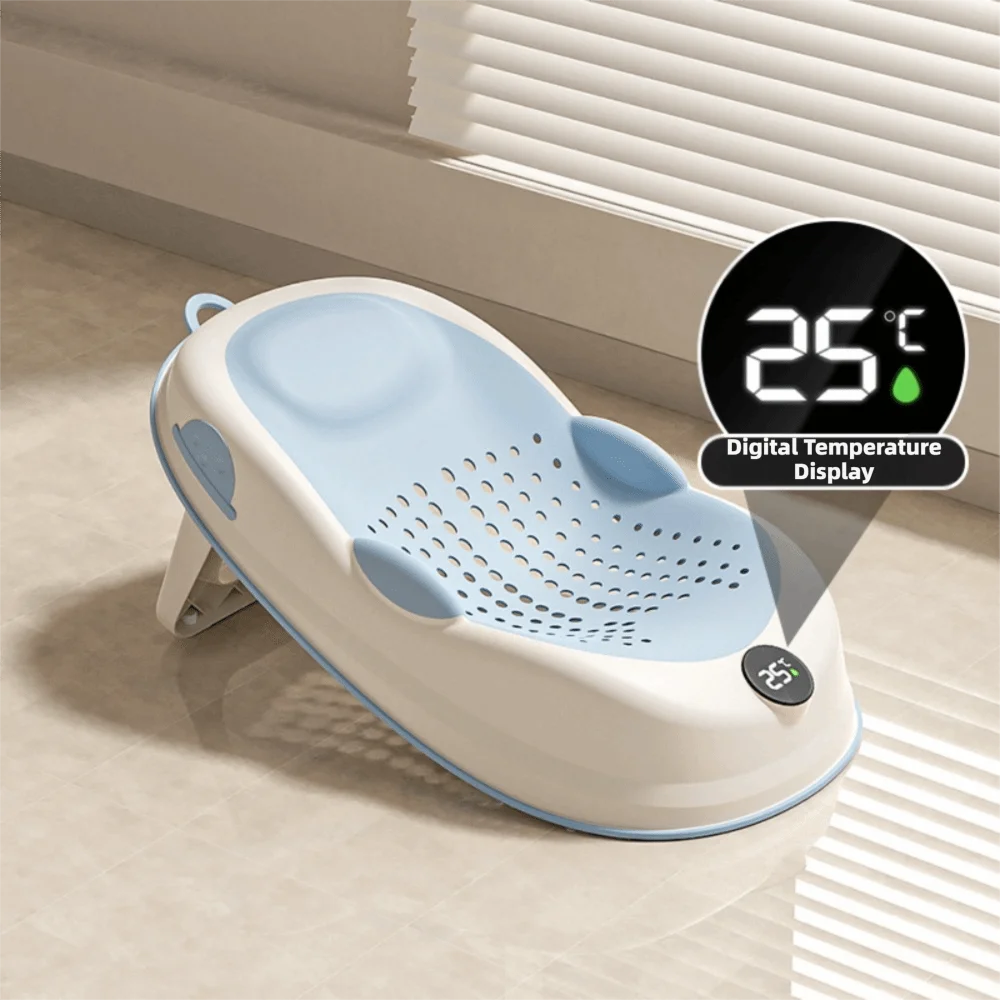 Baby Safety Temperature Sensing Bath Seat Mat Mesh Material Portable Baby Bath Net Easy to Use Comfortable Bath Rack Infant Care
