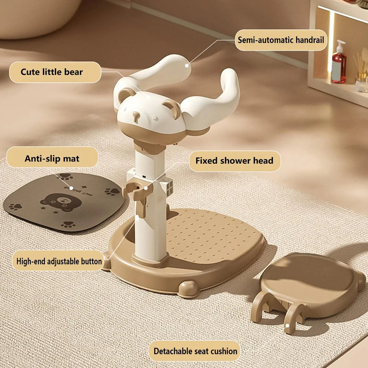 Baby Standing Shower Stand Adjustable Children's Bath Device Household Non-Slip Children's Bath Stand Baby Bath Stand Support