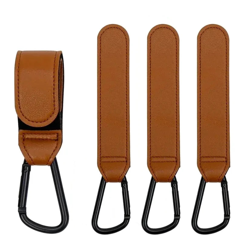 1/2/4pcs PU Leather Hook Stroller Hook Versatile Adjustable Hook For Stroller Organize Accessories Strong Bearing High Quality