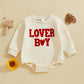 0-18M Baby Valentine Sweatshirt Romper Boys Girls Spring Fall Clothing Newborn Toddler Long Sleeve Letter Print Romper Jumpsuits