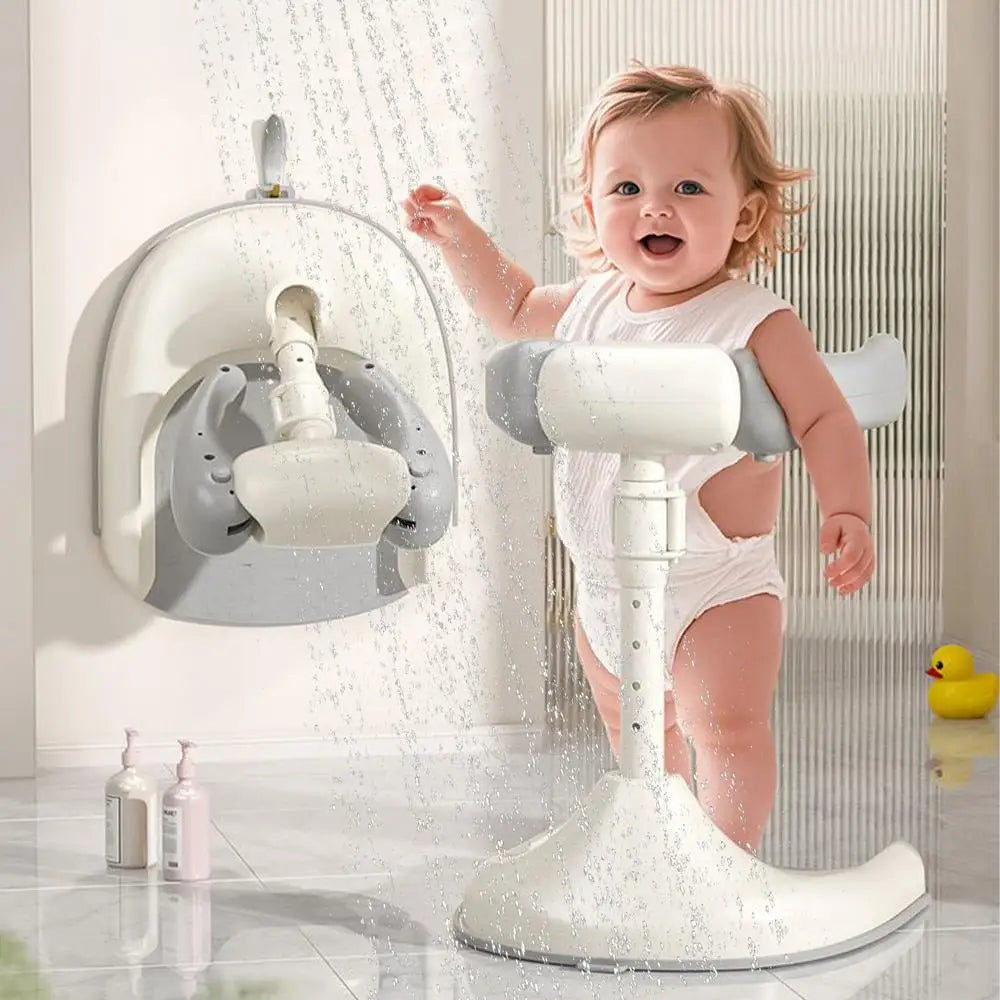 Baby Standing Bath Anti Slip Baby Bath Support Foldable Infant Bath Stand Adjustable Shower for New born 0-6 Months Infants