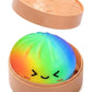 Rainbow Color Dumpling Squishy Toy with Bamboo Slow Rising Stress Relief Fidget Ball Soft Squeeze Toys for Adults & Kids