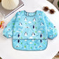 Baby's Soft Bib Kid Cute Cartoon Long Sleeves Adjustable Feeding Cloth For Boys Girls Painting Smock Toddlers Meal Eating Apron