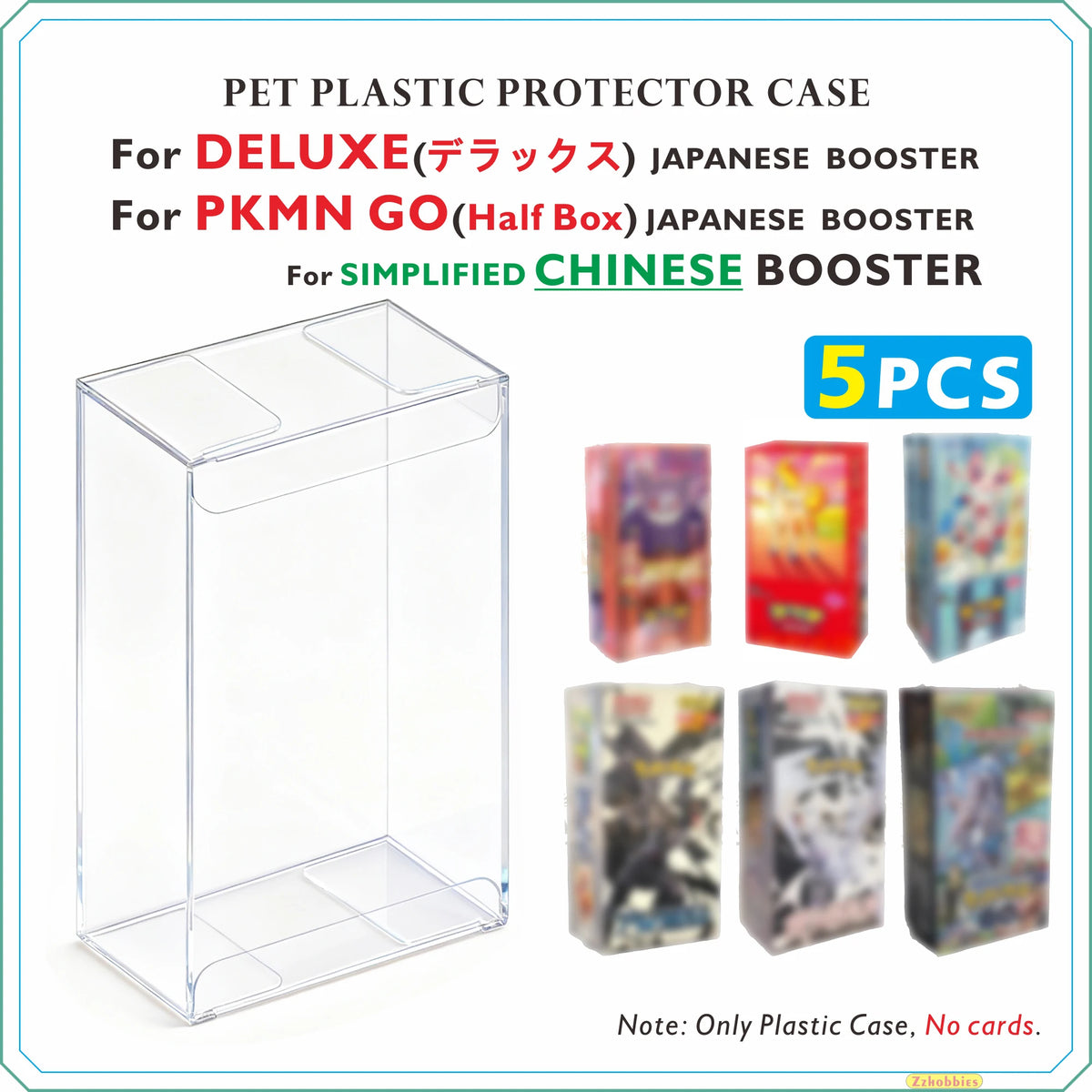 5PCS Clear Plastic Protector Case For Japanese Half Box; DELUXE & PKMN GO BOOSTER Box
