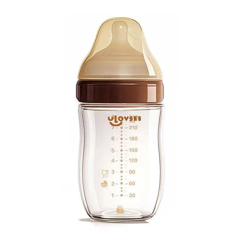 4oz,8oz High Borosilicate Glass Baby Bottles, Wide-Neck Glass Feeding Bottle, Milk Bottle with Bottom Air Balance Hole/Valve, Perfect Gift for Newborn