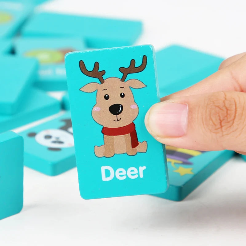 Children Hand Scratch Wooden  Puzzle Toy Board Baby Cartoon Montessori Early Education Farm Fruit Cognitive Puzzle Toy