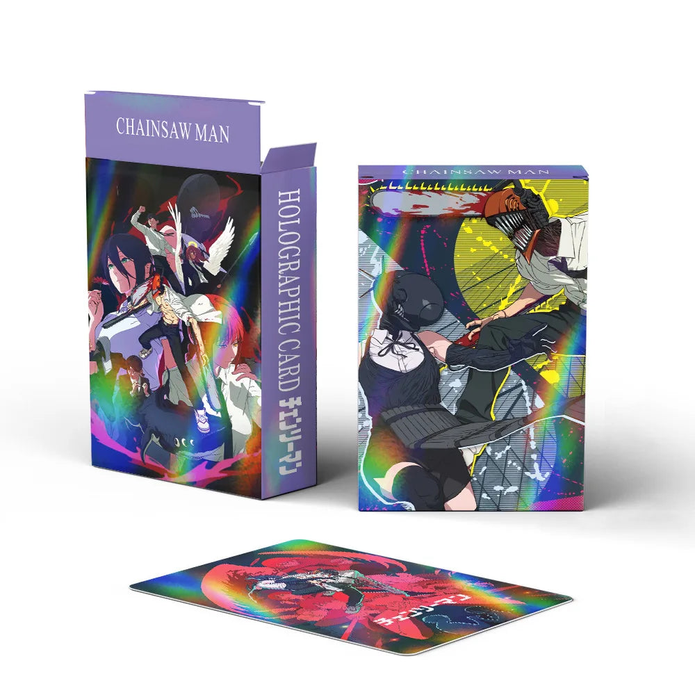 30pcs/Set Chainsaw Man Flash Card, Chainsaw Man Holographic Card, Double-Sided LOMO Fan Collection Gift