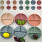 Suction Plates For Babies, Silicone With Lid Divided Design Dinner Plate