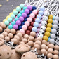 Baby Beech Pacifier Clip Round Colorful Silicone Teething Beads Food Grade Dummy Holder Soothe Chain Anti-drop Baby Nipple Chain