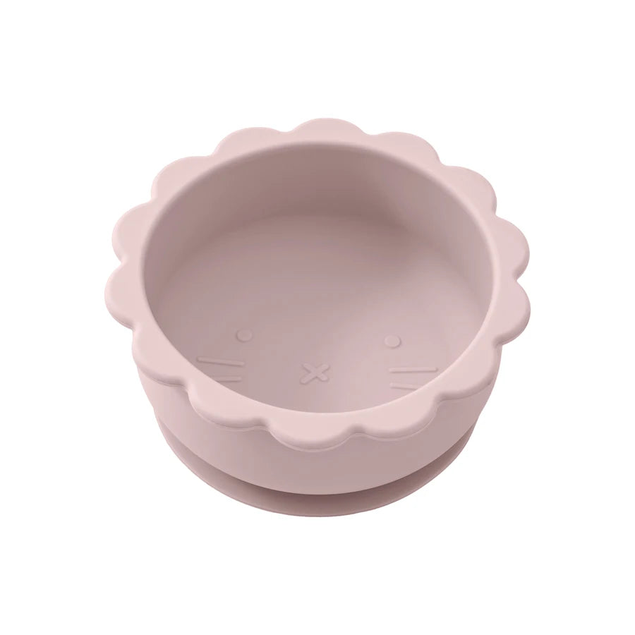 1PC Baby Silicone Bowl Cute Cartoon Lion Shape Baby Tableware Solid Color Baby Food Storage BPA Free Suction Baby Meal Tray