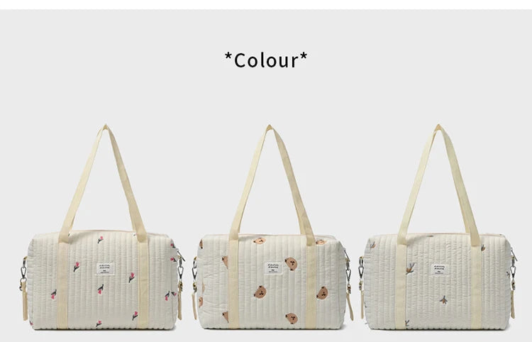 New Newborn Baby Care Diaper Bag Mommy Maternity Shoulder Bag Embroidery Quilted Stroller Diaper Storage Organizer Large Handbag