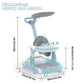 4 in 1 Baby Walker Toddler Baby Push Walker with Sunshade, Removable Feeding Tray and Music Tray Foldable Walker