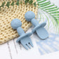 New Little Bear Pattern Baby Food Spoon Fork Short Spoon Fork Easy to Grasp and Clean