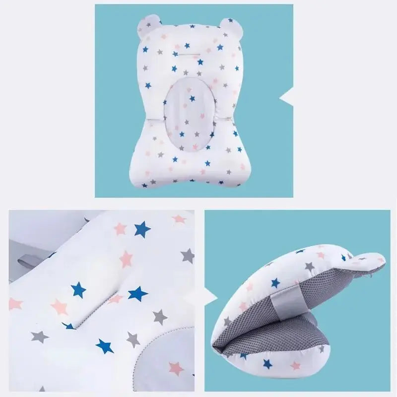 Baby Shower Bath Tub Pad Non-Slip Newborn Bathtub Mat Safety Nursing Foldable Support Comfort Body Cushion Mat Pillow Cartoon