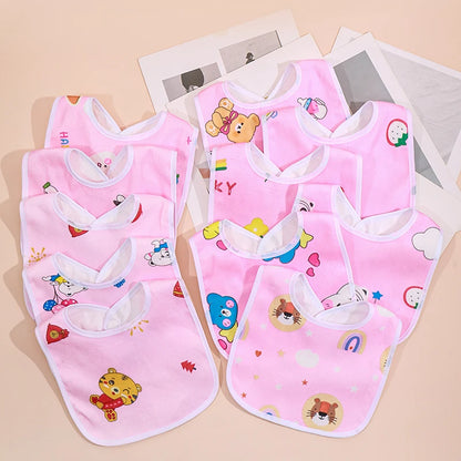 Random 5/8/10pcs Baby Cotton Babadores Burp Saliva Towel Cartoon Bibs Bandana Waterproof Boys Girls Accessories Clothing